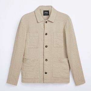 Zara linen blend shirt jacket